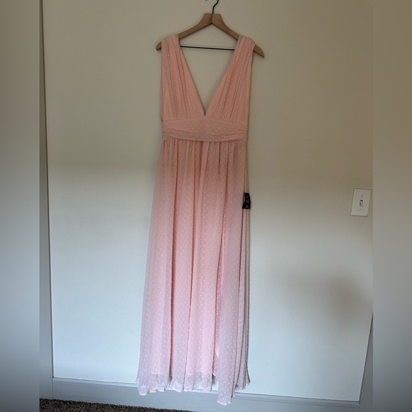 NWT LULUS Wonderful Occasion True Blush Swiss Dot Sleeveless Maxi Dress - Picture 4 of 7